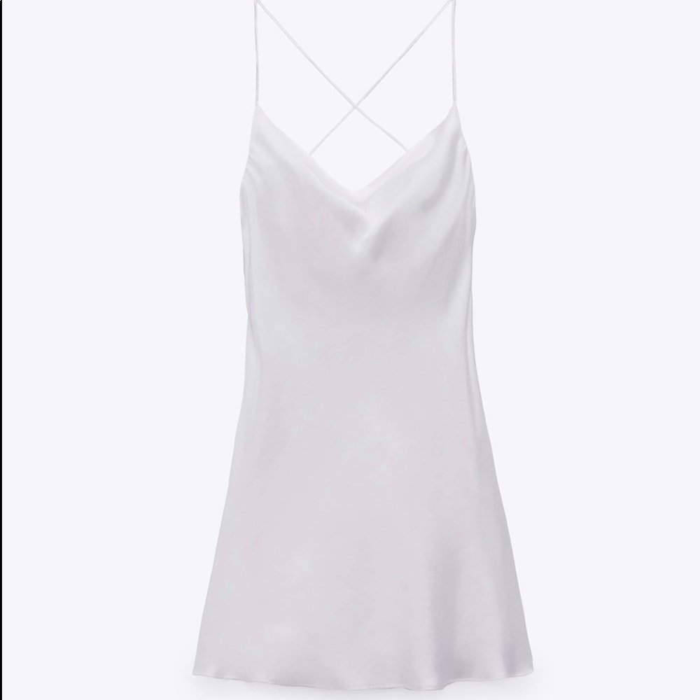 Zara Satin Effect Short Dress White Size Small
